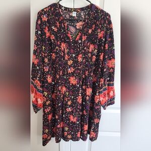 Old Navy Floral Print Tie Neck Women's Casual Dress - Size XXL